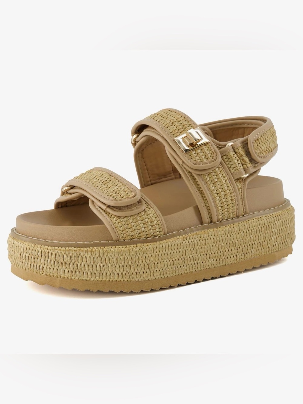 CUSHIONAIRE Sandalias de plataforma Shore Raffia para mujer